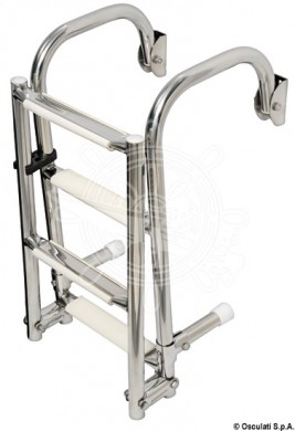 Foldable ladder with arch mounting arms inox