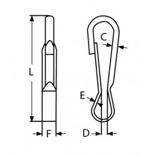 Simplex spring hook L40mm inox